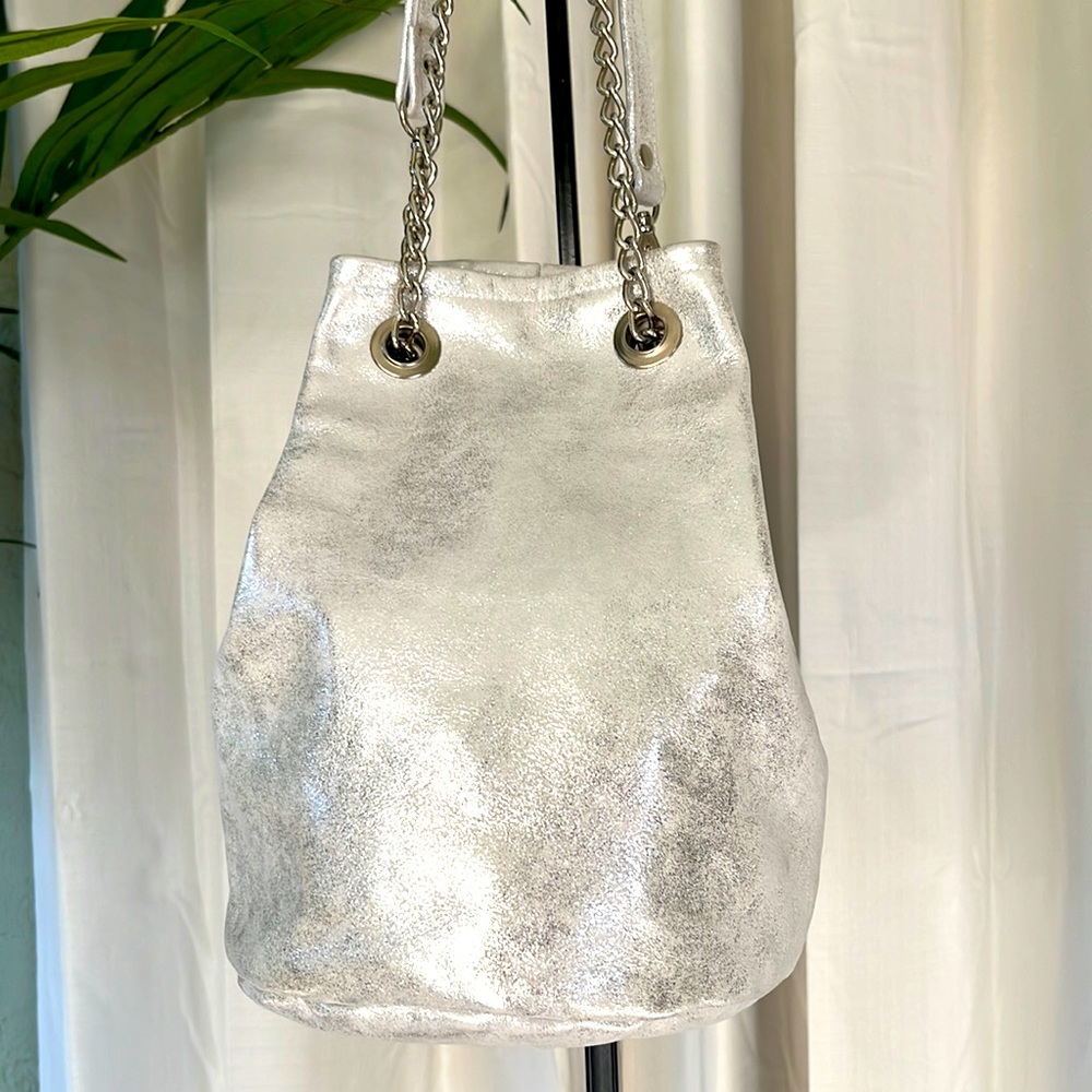 Olga Revuelta silver metallic bucket bag